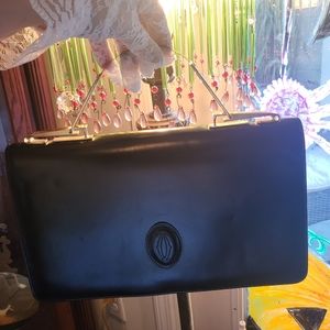 VINTAGE BLACK LEATHER CARTIER PURSE PRE-OWNED